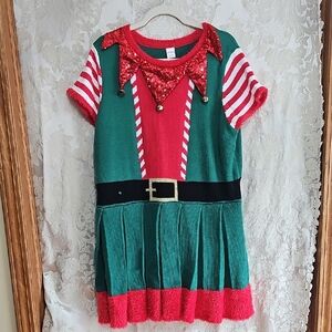 Holiday Time Red and Green Seasonal Elf Costume/Dress